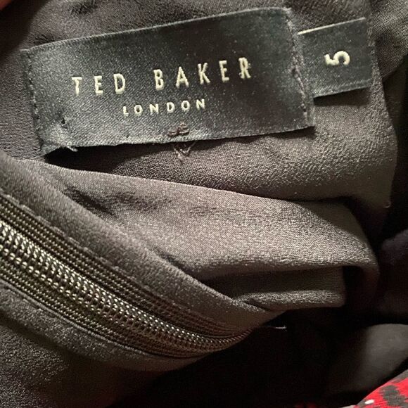 TED BAKER red dress Coriey Ladder Trim Insert High Neck mini size 5 (L 12-14) - Picture 16 of 16